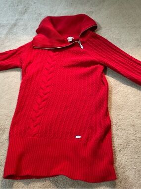 Guess Red Cable-Knit Turtleneck Sweater